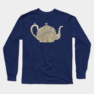 Irish Teapot cut from a map of 1883 Dublin Ireland Long Sleeve T-Shirt